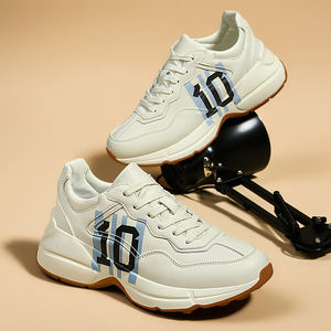 Zapatillas de deporte informales de alta calidad, elegantes, gruesas, de lujo, de cuero blanco transpirable, zapatos para caminar con cordones de diseñador Original - Product Image 5