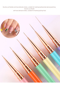 Pinceau à ongles professionnel avec manche métallique couleur bonbon et capuchon, pour détails de nail art, peinture au gel UV et acrylique - Product Image 5