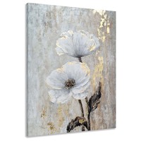 Décoration murale moderne en toile grand format, art floral doré, peinture à l'huile sur feuille d'or, peinte à la main, imperméable et écologique