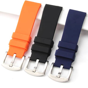 HUANLONG 19/21/22/24mm <b>Silicone</b> <b>Rubber</b> Watch Band, Curved End Breathable Comfortable Strap - Product Image 5