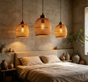 Lampada a Sospensione <span class=keywords><strong>in</strong></span> Bambù Intrecciato Naturale, Stile Speciale per Arredamento Minimalista del Soggiorno - Product Image 2