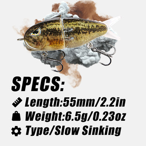 <span class=keywords><strong>Leurre</strong></span> de pêche rigide multi-articulé avec yeux 3D et doubles hameçons triples pour la pêche au bar, à la <span class=keywords><strong>truite</strong></span>, en eau douce et en eau salée - Product Image 3