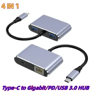 4 en 1 <span class=keywords><strong>USB</strong></span> Type <span class=keywords><strong>C</strong></span> vers Rj45 Gigabit Ethernet <span class=keywords><strong>Lan</strong></span> 1000Mbps Carte réseau filaire PD 100W Type-<span class=keywords><strong>C</strong></span> <span class=keywords><strong>USB</strong></span> 3.0 HUB Docking Station Converter - Product Image 4