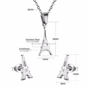 Hot Selling <b>Necklace</b> China Vintage Stainless Steel Eiffel Tower Jewelry <b>Sets</b> - Product Image 4