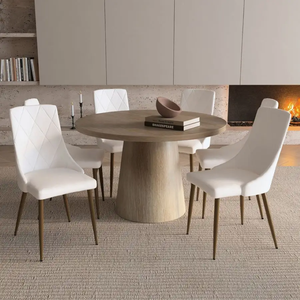 Tavolo da Pranzo Rotondo in Legno di Stile Nordico Europeo Moderno e Lussuoso per Casa, <span class=keywords><strong>Cucina</strong></span>, Hotel o Appartamento - Product Image 5