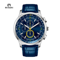 Montre pour homme personnalisée, minimaliste, multifonctionnelle, à quartz, boîtier en alliage, cadran en verre, bracelet en cuir, aiguilles lumineuses