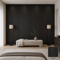 Panneau mural WPC grain de bois noir en gros, classe E0, ignifuge B1, certifié CE, revêtement mural plat intérieur pour salon et hôtel