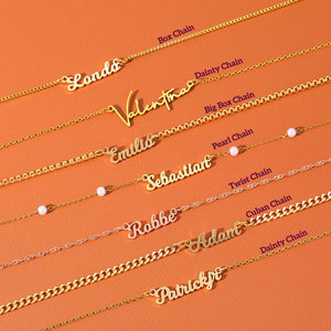 Bijoux personnalisés Lettre de luxe personnalisée Pendentif Graver 18K Plaqué <span class=keywords><strong>or</strong></span> Acier inoxydable Breloques Plaque d'identification Nom Collier - Product Image 6