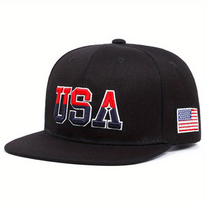 Casquettes de baseball brodées drapeau américain pour hommes et femmes, casquette Snapback D-005 - Product Image 4