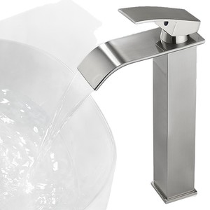 Grifo de cascada de un solo orificio de acero inoxidable 304 con una sola manija para lavabo de baño. - Product Image 2