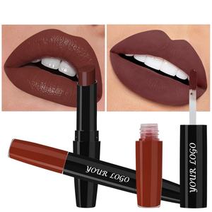 Machen Sie Ihr Markenlogo Hohe Pigmente Vegan Langlebig Wasserdicht Dual-Ended 2 in 1 Matte Lipstick Glossy Lip gloss - Product Image 5
