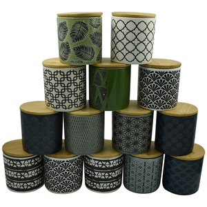 BCSI Audit Factory Directly Sublimation Creative Design storage container kitchen ceramic storage jar with bamboo lid