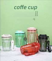 Gobelet à café portable en plastique 500 ml 16 oz, tasse de voyage réutilisable, résistante à la chaleur, anti-chute, pour étudiants, pour l'extérieur, pour l'été