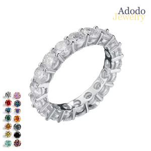 Bague Éternité en Argent S925 avec Moissanite 0,3 Carat de 4 mm, Couleurs Alternées, Sans Irritation, Certifiée GRA, Idéale pour un Cadeau <span class=keywords><strong>d</strong></span>'Anniversaire - Product Image 1