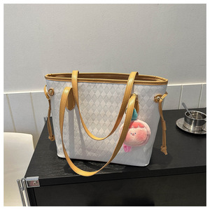 Bolso de Hombro Grande de Estilo Coreano con Cierre de Cremallera y Colgante de PU para Mujer, Nuevo Modelo <span class=keywords><strong>2023</strong></span>, Informal, Simple, de Color Sólido, Tipo Tote - Product Image 6