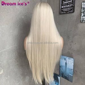 30 pollici senza colla sintetica Pre-spennata parrucche lunghe bionde in pizzo frontale ad alta temperatura in fibra di usura quotidiana per le ragazze - Product Image 6