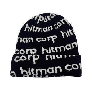 <span class=keywords><strong>Mots</strong></span> partout Intarsia imprimé jacquard tissé tricot hiver manchette bonnet chapeaux avec logo personnalisé - Product Image 5