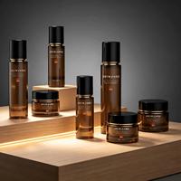 Kit de beauté en verre de luxe personnalisé, emballage cosmétique, flacon carré plat transparent ambré vide, pot pour toner, lotion, sérum, bouchon à vis