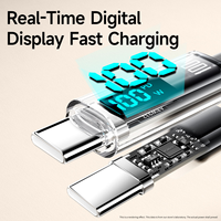Kabel Pengisian Cepat USB C ke USB C 100W 5A E-Marker dengan Layar Digital, Jalinan Nilon, Produsen OEM, Logo Kustom, Grosir