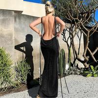 Nouvelle mode d'été Sexy dos nu à bretelles tempérament jupe sans bretelles accrocher cou robe en gros