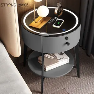 Nordic Schlafzimmer Smart Möbel Moderne Schublade Smart Nachttisch Led Nachttisch Smart Nachttisch mit kabelloser Aufladung