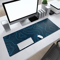 Tapis de souris de jeu de conception de carte topographique bleue étendue XXL grand tapis de souris étanche en caoutchouc antidérapant pour Gamer Office Home