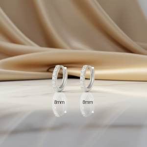 Orecchini a Cerchio con Diamanti Taglio Brillante da 8mm, Stile Minimalista con Incastonatura a Canale, Materiale in Rame, Unisex per Uso Quotidiano - Product Image 2