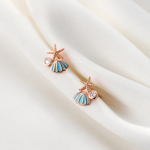 Carino ocean shell e stelle marine disegno Bello <span class=keywords><strong>Argento</strong></span> <span class=keywords><strong>Orecchini</strong></span> delle viti prigioniere 925 - Product Image 2