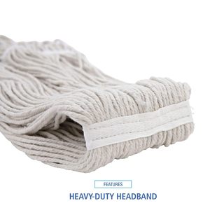 Boardwalk BWK232C 32 Oz. Serpillère en fibres de coton de qualité supérieure, tête standard blanche - 12/carton - Product Image 2