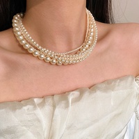 Collier de perles de luxe de marque S avec placage or véritable, perles multicouches tendance, chaîne de clavicule, sensation haut de gamme, style célébrité