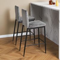 Tabourets de bar gris en velours pour restaurant, hauteurs de comptoir, prix abordable