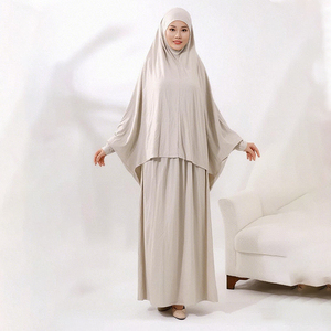 Modesty Wide Sleeves Breathable Casual Style Khimar <strong>Abaya</strong> Set <strong>Unique</strong> Neckline Full Length Khimar <strong>Abaya</strong> 2 Piece - Product Image 1