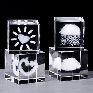 Cube en cristal K9 avec Laser 3D de 15 cm, gravés au Laser, signes de météo, nuage de soleil, petits blocs de verre, poids papier, décoration de mariage, de la maison - Product Image 1