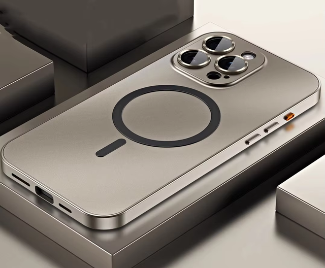 For iPhone 16 15 Pro Max Desert Titanium Aluminum Alloy Phone Case Magnetic Charging Shockproof Metal Frame Phone Cover