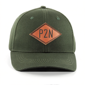 Custom Leather Patch Logo Baseball Cap Olive Green 6-Panel Fitted Casual <b>Hat</b> Unisex Adult Canvas Material Vietnam Factory - Product Image 2