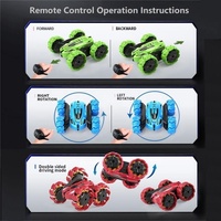 Coche de Acrobacias RC con Sensor de Gestos, 4 Canales, 4WD, Doble Cara, Rotación 360°, Cable USB de 25m, Listo para Usar en Interiores y Exteriores, 500mAh