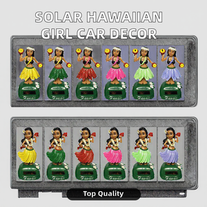 Moderne Zonne-Energie Hawaiiaans Meisje Grasrok Pop Plastic Swingende Ornament Voor Auto Interieur Interieur Decoratieve Objecten - Product Image 2