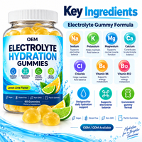 Gummies d'hydratation électrolytique pour le soutien de la fonction musculaire, le métabolisme énergétique, le style de vie actif quotidien, fabrication OEM