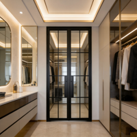 Porte intérieure en verre à double panneau, design populaire, service OEM, porte battante intérieure en verre Low-E, best-seller