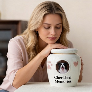 Luxuriöse Hochwertige Keramik-Urne für Haustiere, Gedenkbehälter aus Kunstharz, Hochwertiger Aufbewahrungstank für Katzen- und Hundeasche, Katzensarg & Urne - Product Image 1