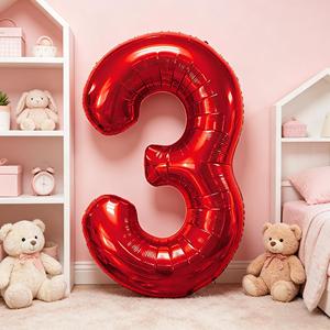 Party Love Numero Rojo N3 100cm 12 pcs Bag Balloon ensuring durability and a shiny, reflective surface - Product Image 5