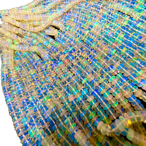 Cuentas etíope de ópalo y ágata Welo de 3mm facetadas redondas lisas Rondelle azul negro piedras preciosas - Product Image 1