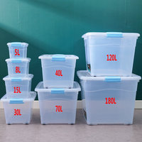 Couvercle de conteneur de boîte de rangement de jouets en plein air blanc clair résistant 5L à 180L organisateurs en plastique Rectangle PP matériel emballé dans du carton