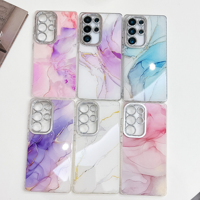 Hot Sale Marble Pattern Case for Samsung Galaxy A55 A35 A25 A15 A56 A36 A26 A16 IMD Electroplated Marble Phone Case for Girls