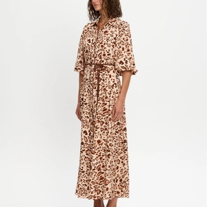 Nuevo Vestido Casual de Otoño al por Mayor para Mujer, Vestido Modesto de Gasa con Cuello Vuelto y Botones, Vestido de Negocios con Estampado Digital de Leopardo - Product Image 2