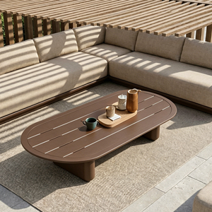 Mesa de <span class=keywords><strong>Centro</strong></span> Rectangular Moderna de Aluminio para Exteriores, Resistente a la Oxidación, para <span class=keywords><strong>Terraza</strong></span> de Hotel y Proyectos de Resorts - Product Image 1