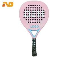 Raquettes de padel rondes en fibre de carbone 12K et fibre de verre, légères (320g), 26cm, peinture noire