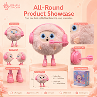 Peluche AI Peach Beat Pink con Cuffie, Gambe Lunghe, Vibrazione al Tocco, Occhi LED, ChatGPT, Clonazione Vocale in 50+ Lingue, Memoria a Lungo Termine