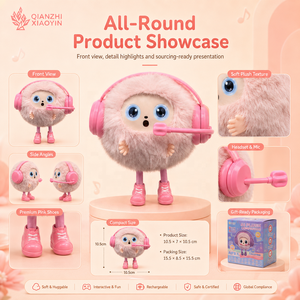 AI Peach Beat Pink Headphone Plush Toy Long Legs Touch Vibration LED Eyes ChatGPT 50+ Idiomas Clonación de Voz Memoria de Larga Duración - Product Image 4
