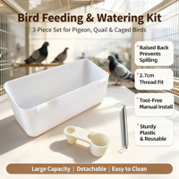 Kit d'alimentation et d'abreuvement pour oiseaux, 3 pièces, mangeoire et abreuvoir en plastique pour oiseaux, mangeoire à fixer sur la cage pour pigeons, cailles et oiseaux en cage